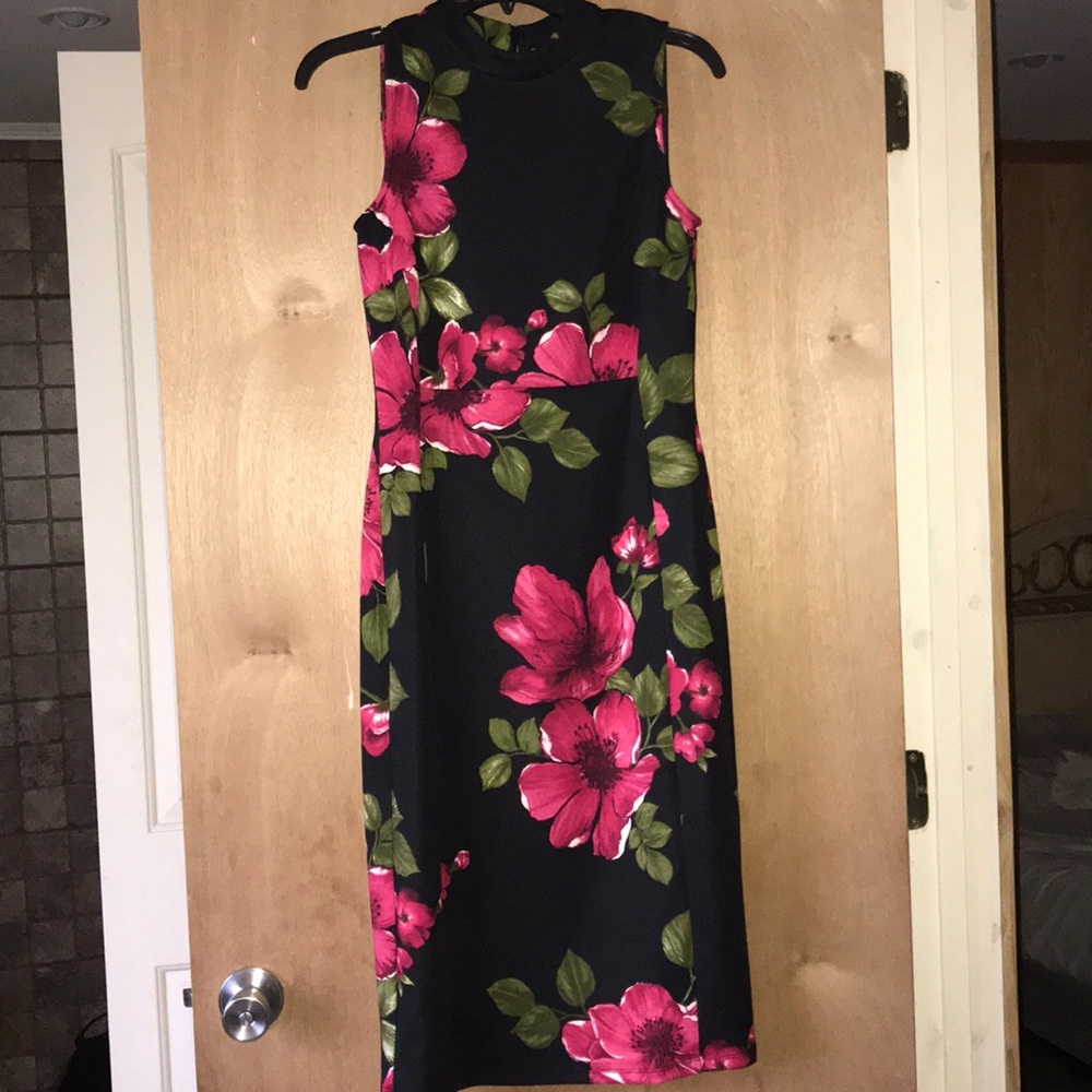 Floral Black Midi Dress